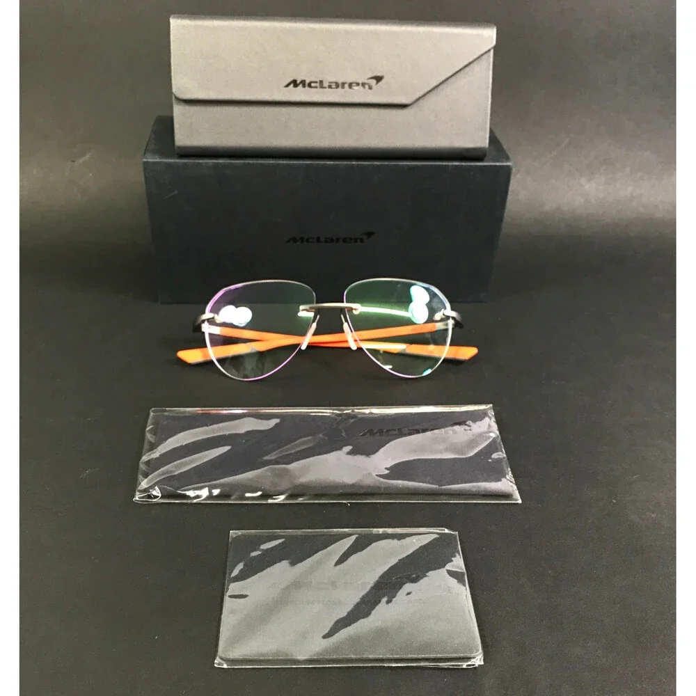 McLaren Eyeglasses Frames ML MS-85O04 C03 Ruthenium Orange Rimless 56-17-145